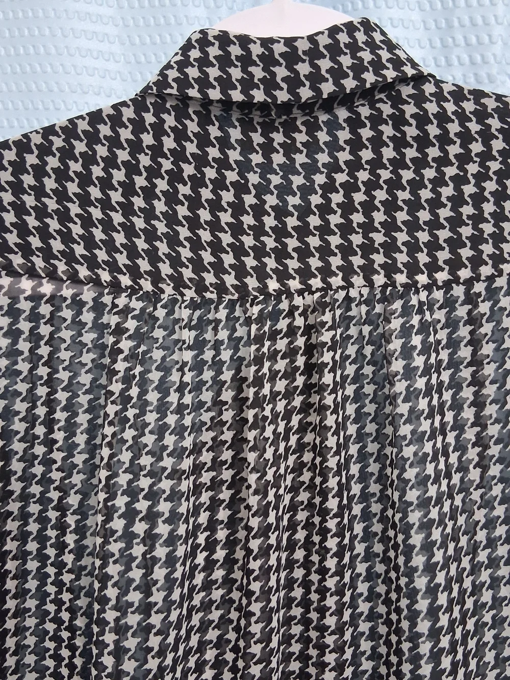 kate spade Black and White  Houndstooth Tie-Neck Sheer Blouse